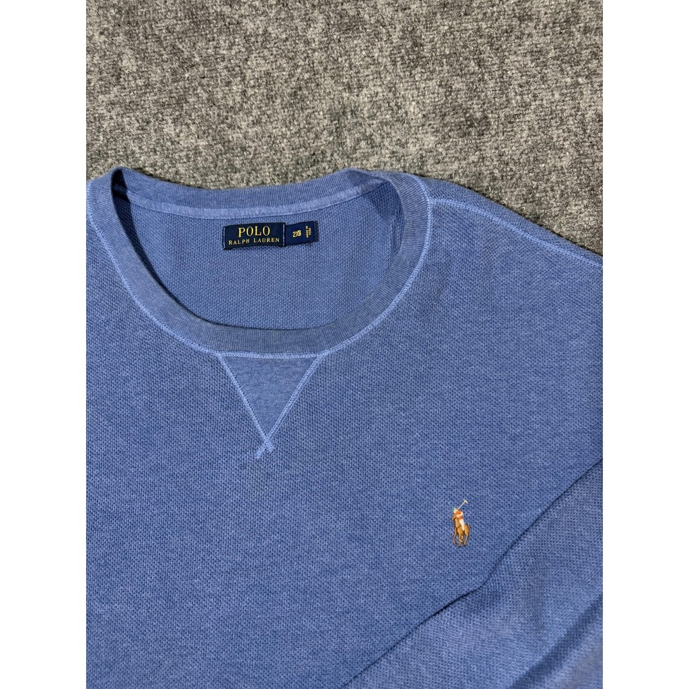 Polo Ralph Lauren Sweater Mens 2XB Blue Cotton Crewneck Knit Pullover Casual - Picture 4 of 11